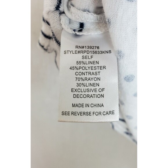 Daniel‎ Rainn Blouse Top Size Small Polka Dot Striped White Black Linen Blend - Picture 6 of 7